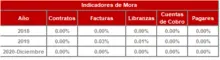 365 dic-Histórico Indicadores de Mora